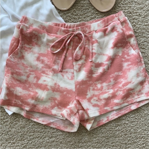 Pink Tie Dye, Waffle Texture Shorts - Picture 2 of 8
